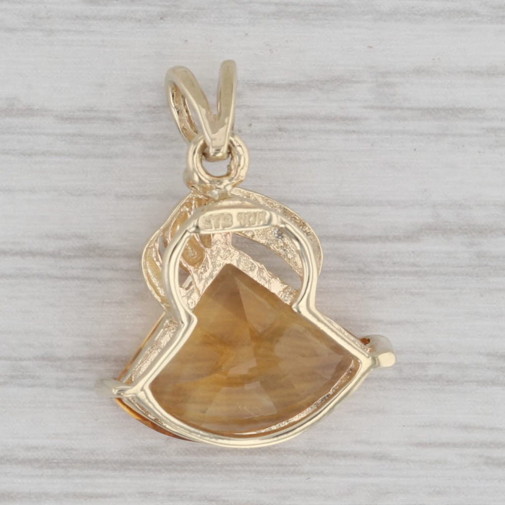 Gray 6ct Citrine Diamond Pendant 10k Yellow Gold