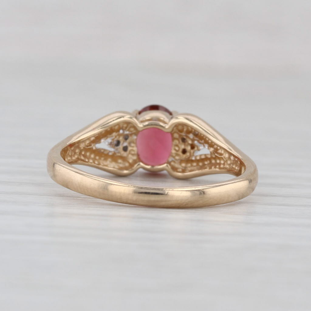0.80ctw Pink Tourmaline Diamond Ring 14k Yellow Gold Size 8