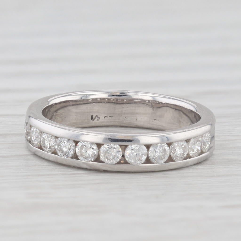 Light Gray 0.40ctw Diamond Wedding Band 14k White Gold Size 4-4.25 Stackable