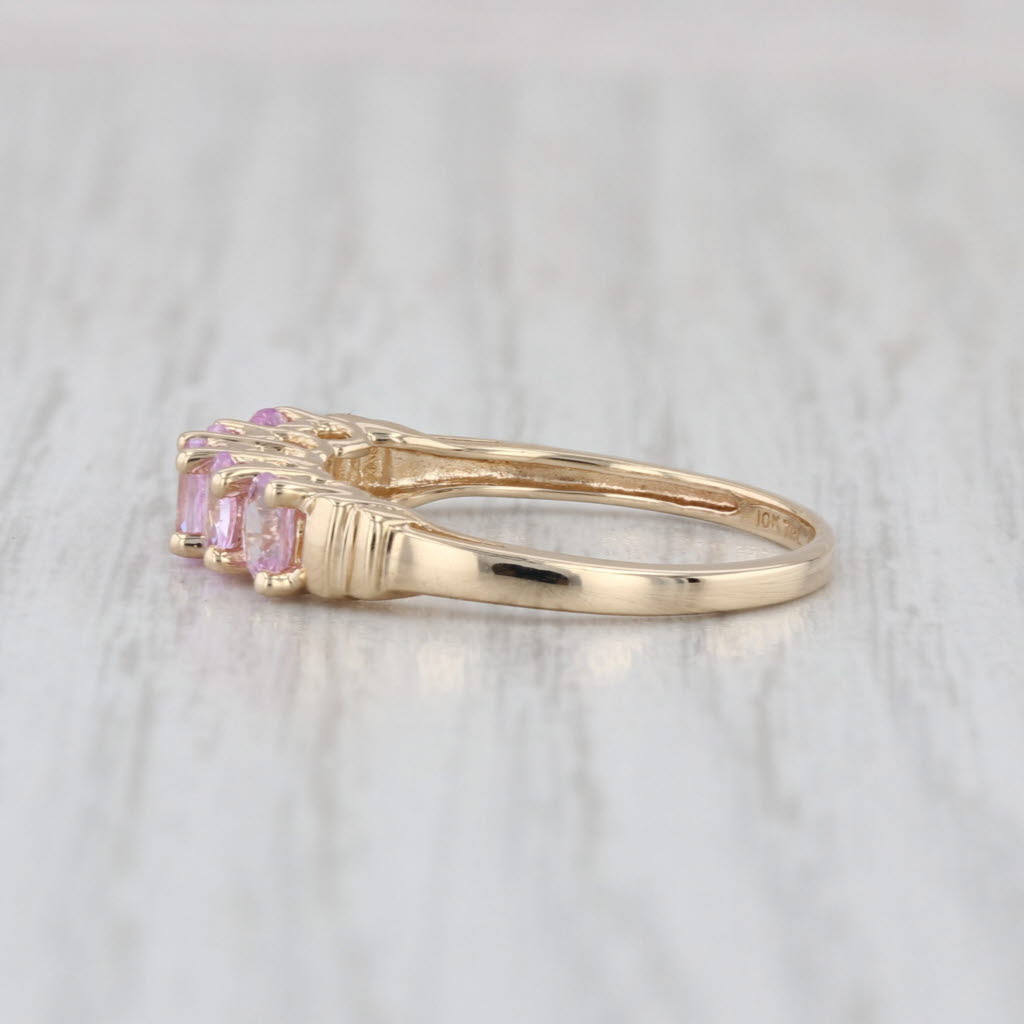 1.20ctw Tiered Pink Sapphire Ring 10k Yellow Gold Size 6 Stackable