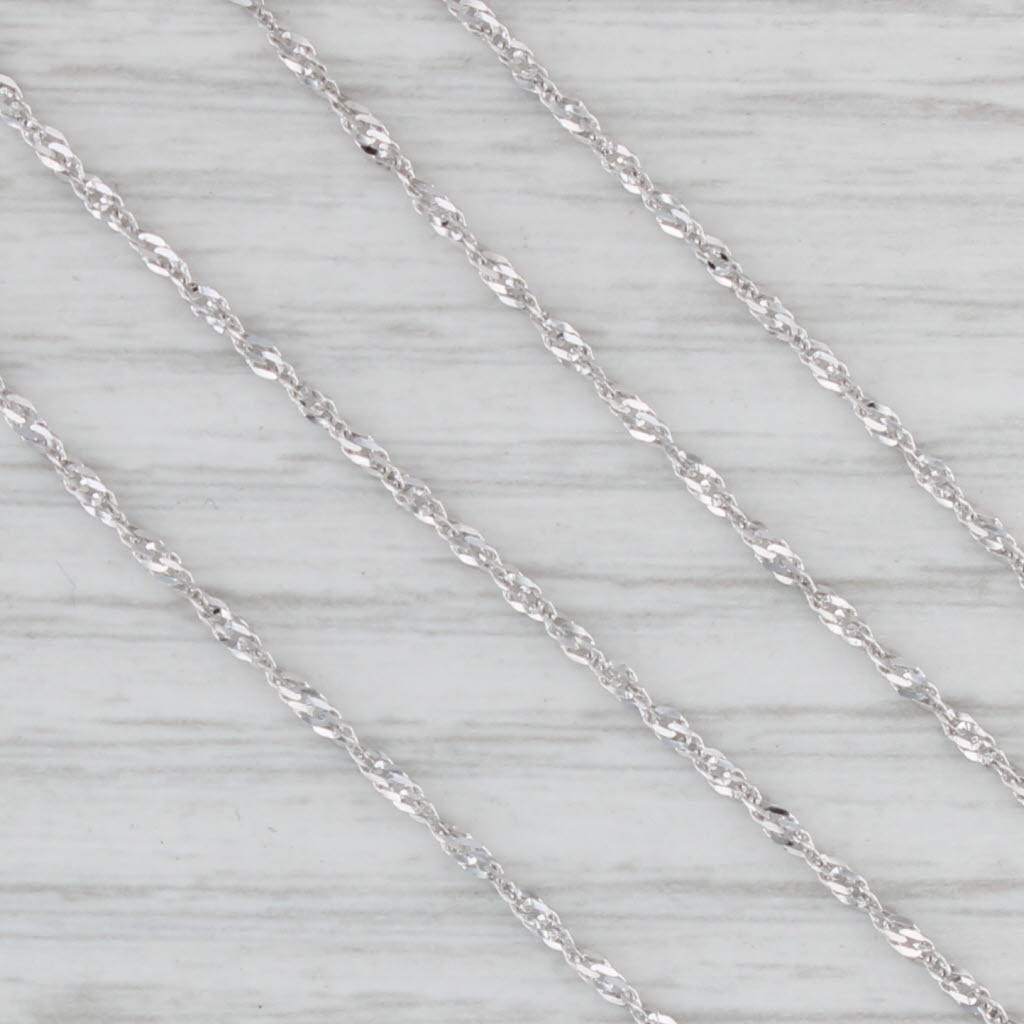 Light Gray Diamond Swirl Pendant Necklace 10k White Gold 19.75" Singapore Chain