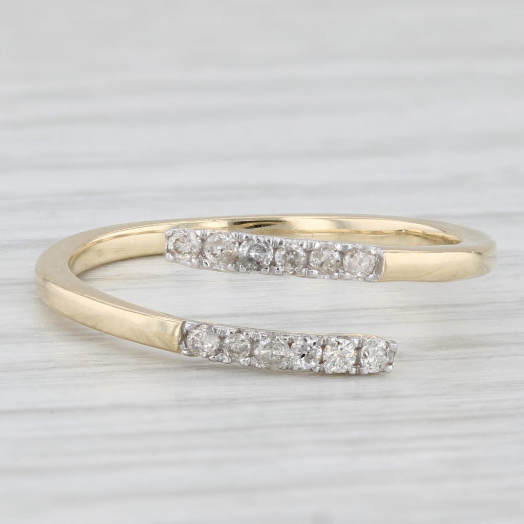 Light Gray 0.18ctw Diamond Bypass Ring 14k Yellow Gold Size 6 Adjustable