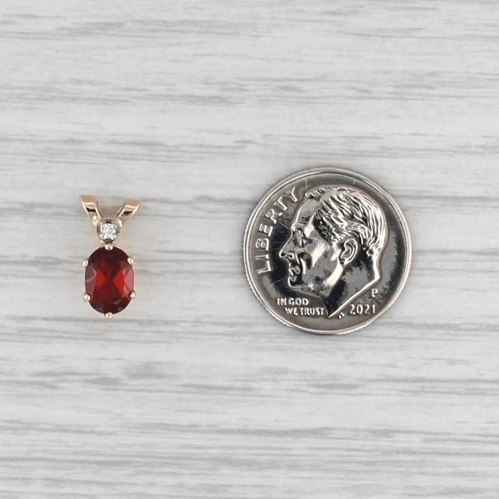 1ct Oval Garnet Solitaire Pendant 14k Yellow Gold Diamond Accent