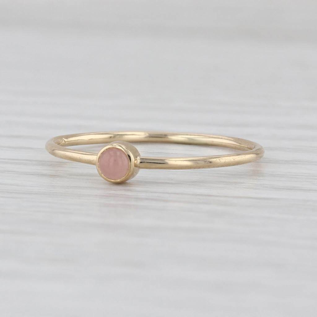 Pink Rose Quartz Solitaire Ring 14k Yellow Gold Size 9 Stackable