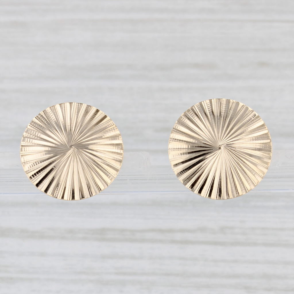 Light Gray Rayed Stud Earrings 14k Yellow Gold