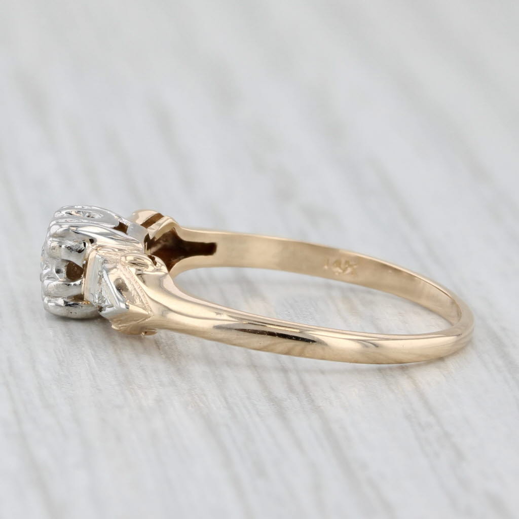 Light Gray Vintage Diamond Engagement Ring 14k Yellow Gold Size 6.25
