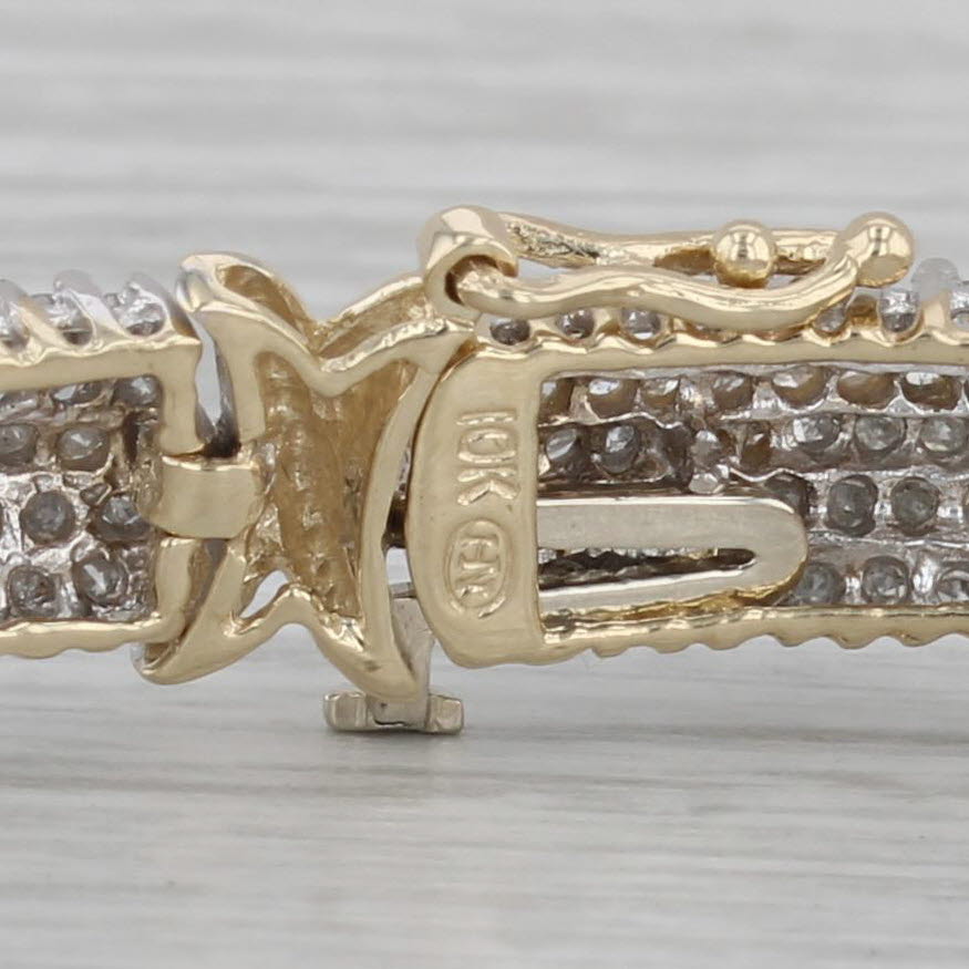 Gray 3ctw Pave Diamond Bracelet 10k Yellow Gold 7.5" 8.3mm