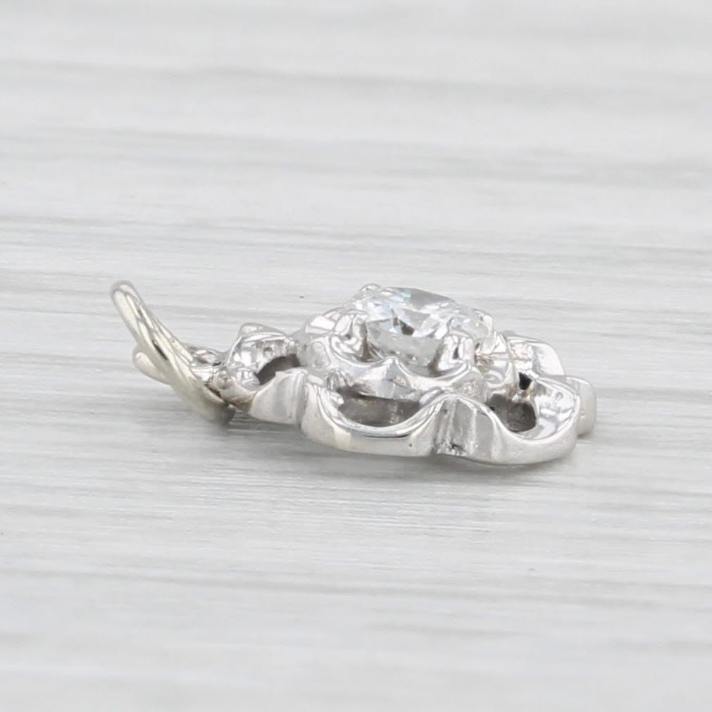Light Gray 0.15ctw Round Solitaire Diamond Pendant 14k White Gold Charm small Drop