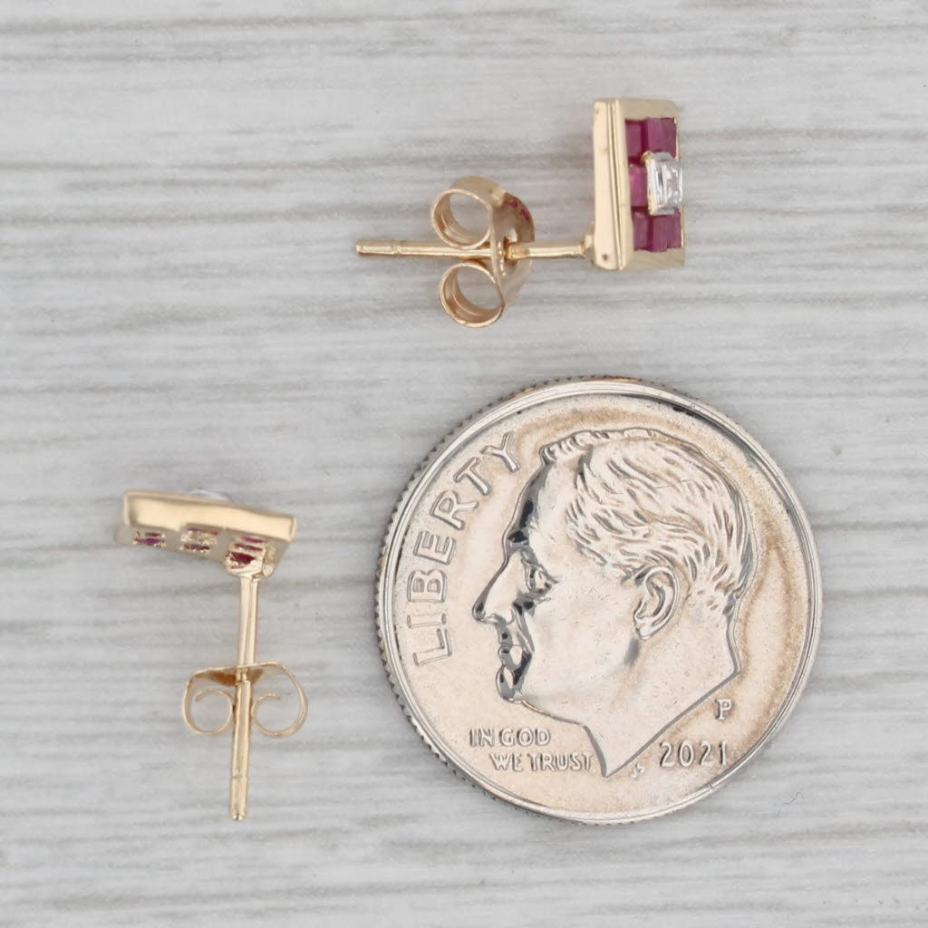 Gray 0.70ctw Ruby Stud Earrings 14k Yellow Gold Diamond Accents