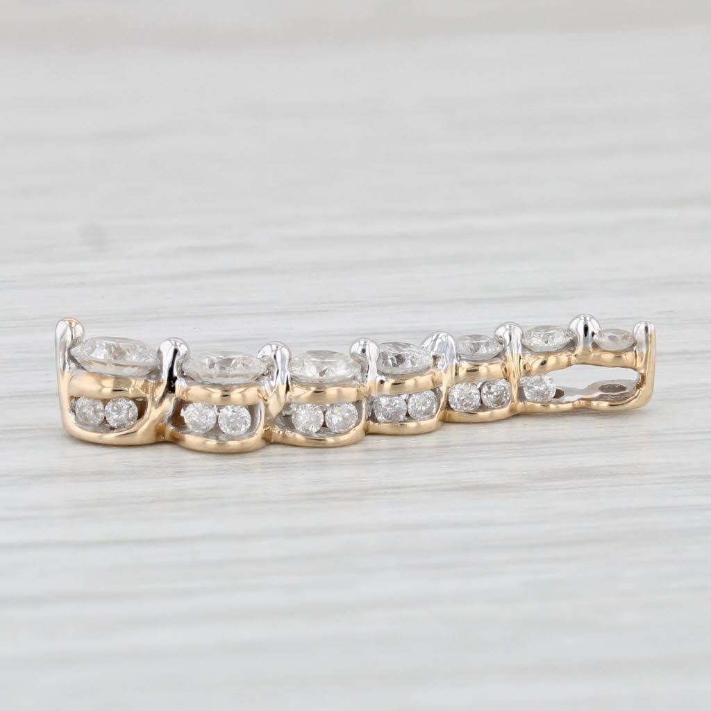 Light Gray 1.02ctw Graduated Diamond Journey Pendant 14k Yellow Gold