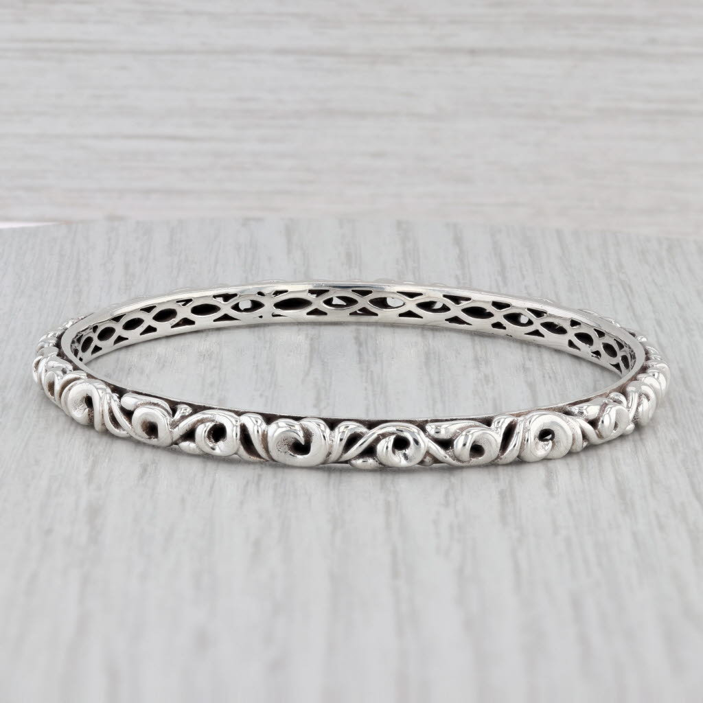Light Gray Charles Krypell I Love You Forever Sapphire Bangle Bracelet Sterling Silver