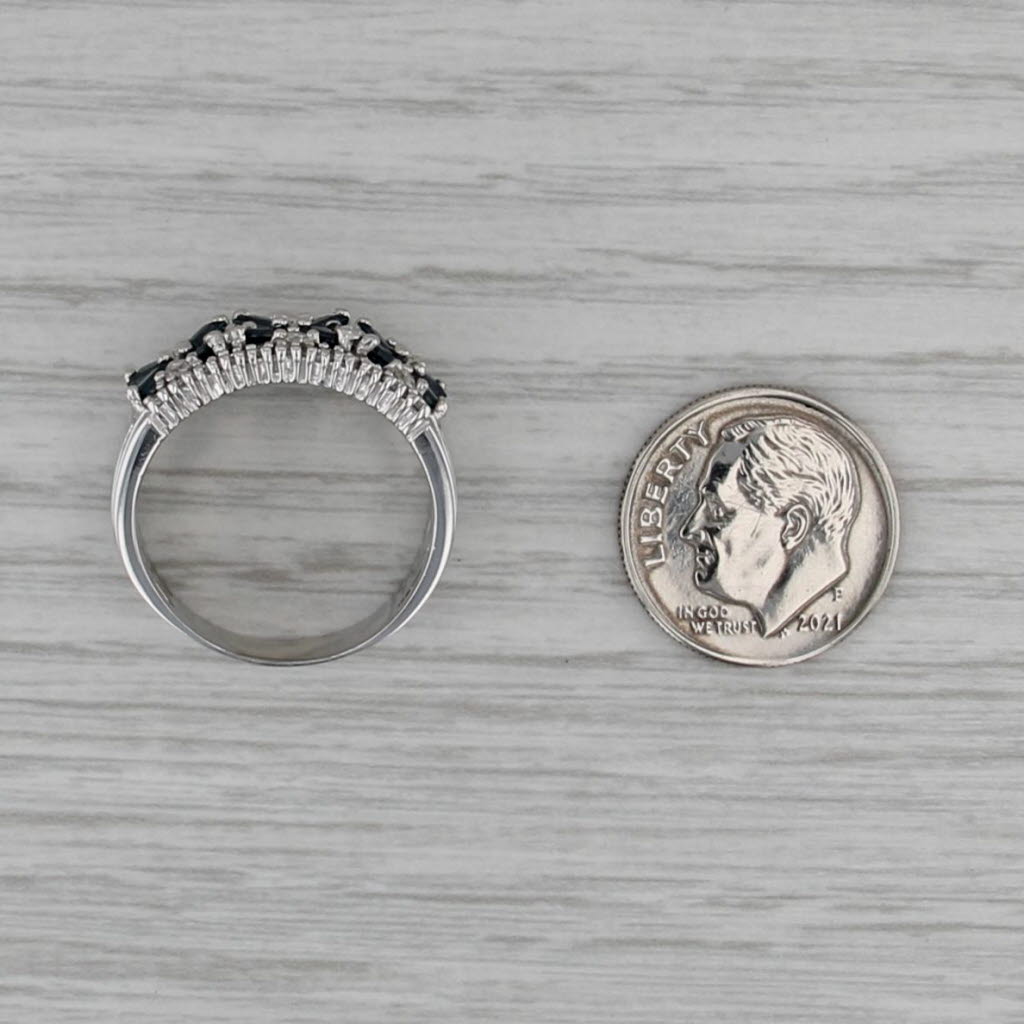 1.66ctw Blue Sapphire Diamond X Pattern Ring 14k White Gold Size 8 Cocktail