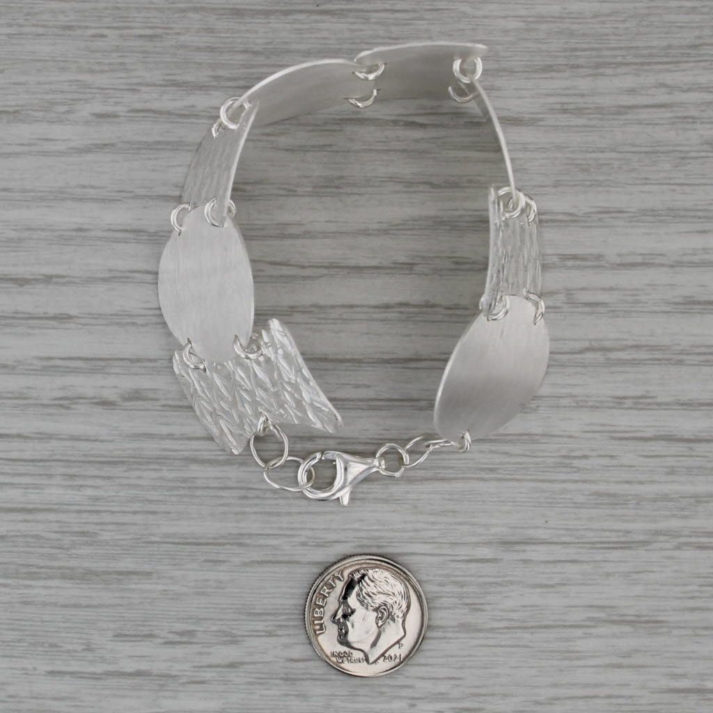 Chunky Silver Panel Bracelet Sterling Silver 7.25" 40.1mm Italian