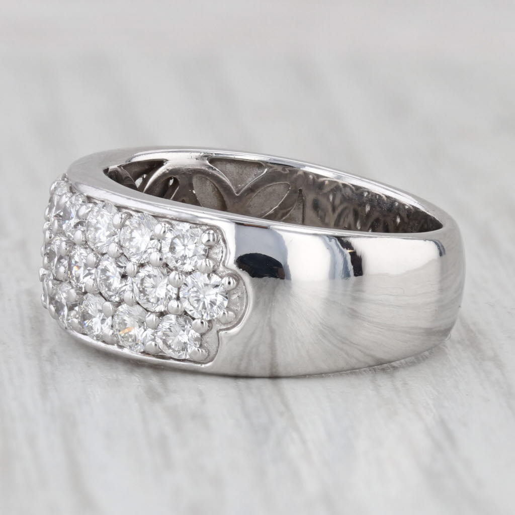 Light Gray 1.50ctw Pave Diamond Cluster Ring 14k White Gold Size 7 Band Caro74