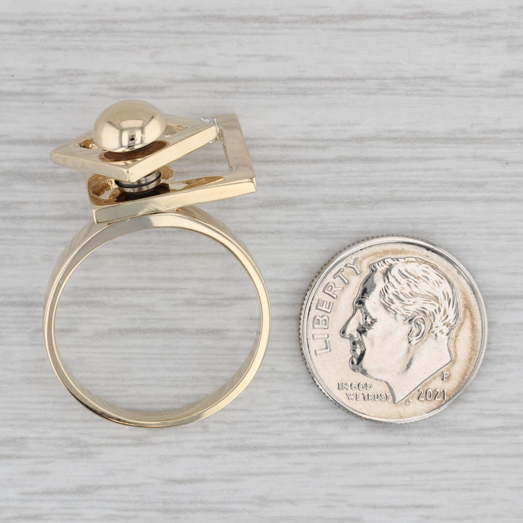 Gray Diamond Spinner Ring 14k Yellow Gold Statement Size 9.25