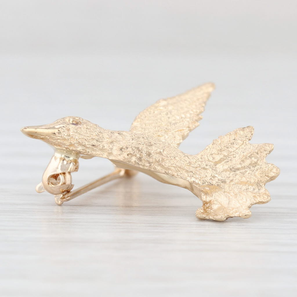 Light Gray Ruby Hummingbird Pin 14k Yellow Gold Brooch