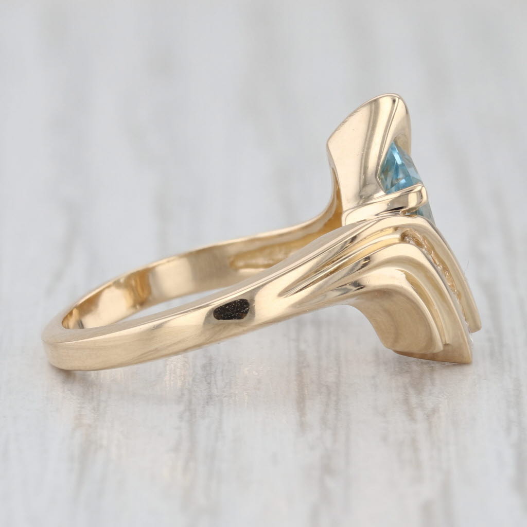 0.87ctw Aquamarine Diamond Bypass Ring 14k Yellow Gold Size 6.25