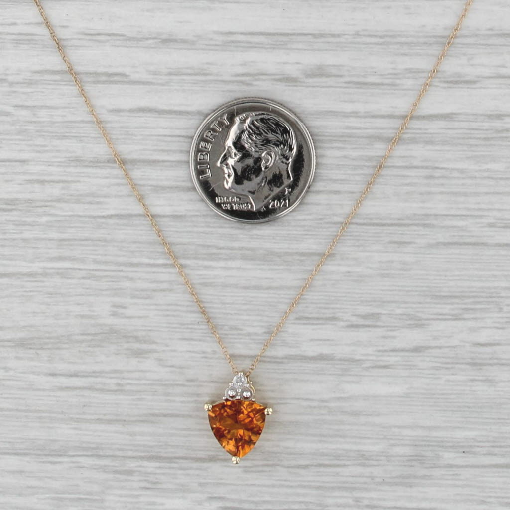 1.60ct Citrine Diamond Pendant Necklace 10k Yellow Gold 18.25" Rope Chain