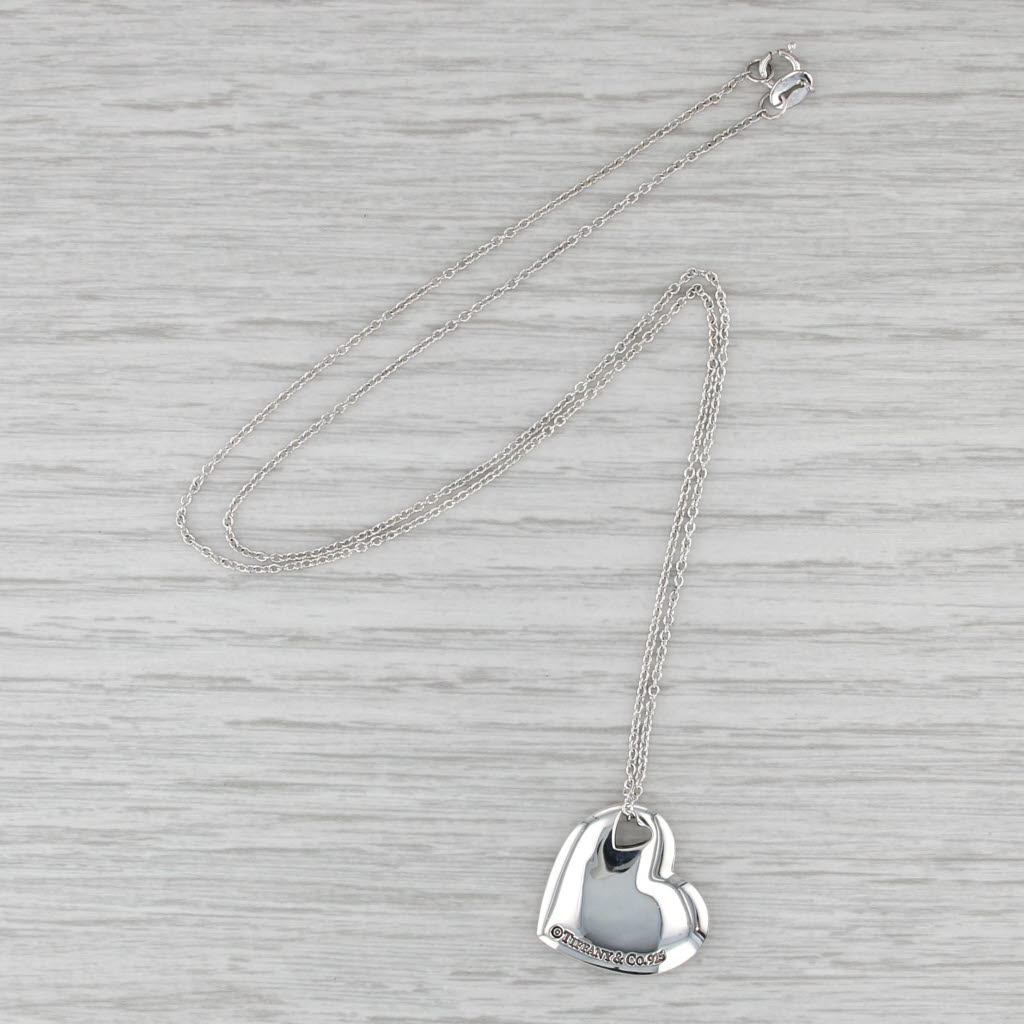 Tiffany & Co Double Love Pendant on Non-Tiffany Chain Sterling Silver w/ Pouch