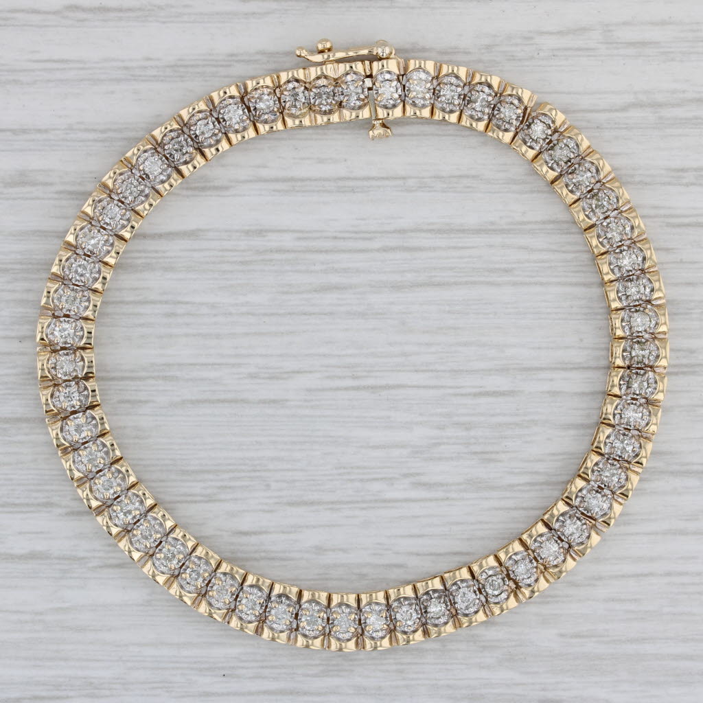Gray 1.25ctw Diamond Bracelet 14k Yellow Gold 7" 6.2mm