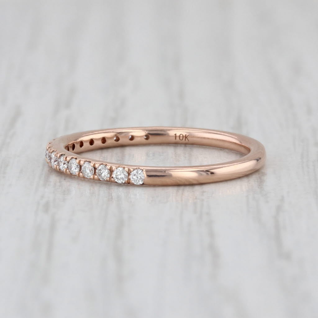 0.23ctw Diamond Wedding Band 14k Rose Gold Size 7 Stackable Anniversary Ring