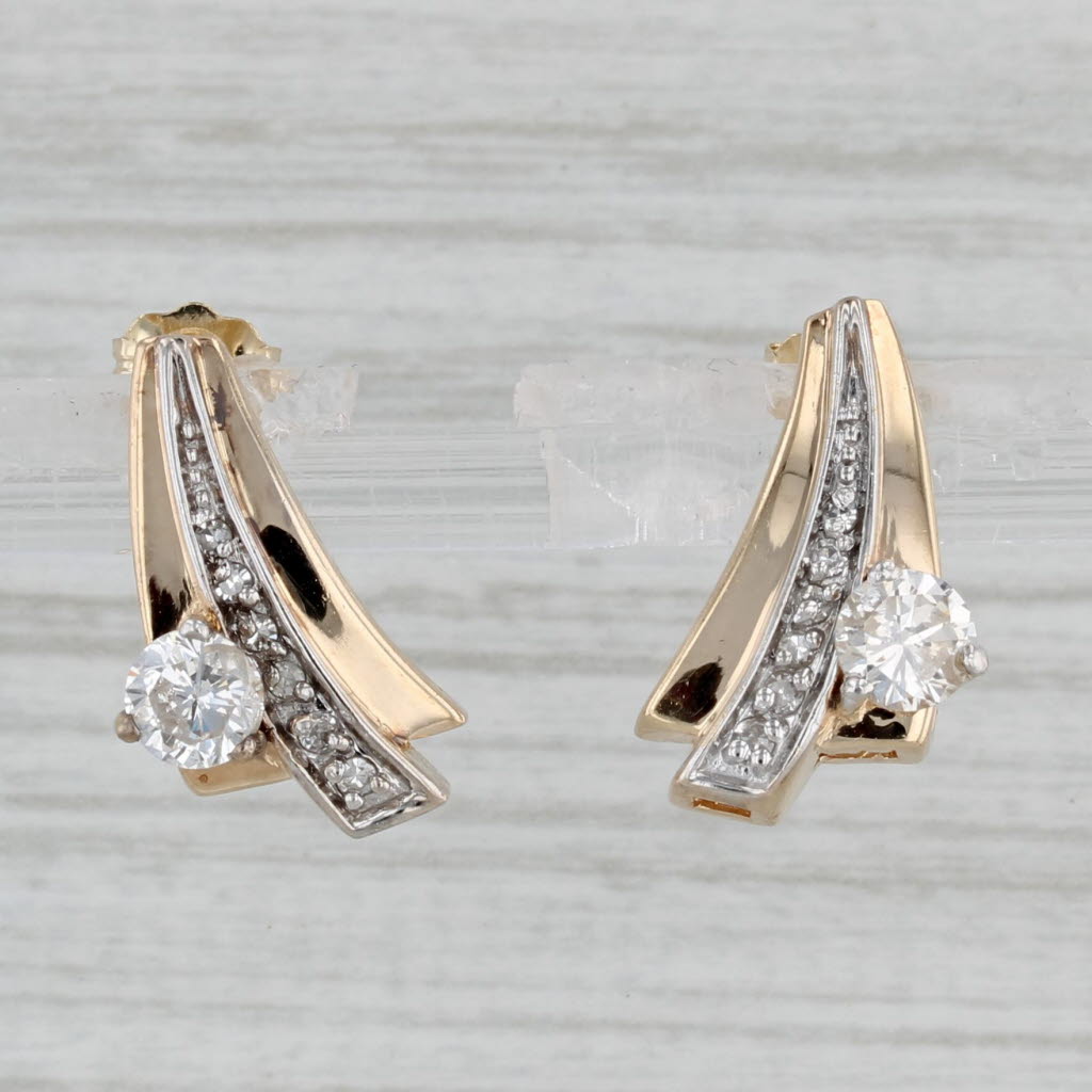 Gray 0.55ctw Diamond Drop Earrings 14k Yellow Gold Pierced Journey