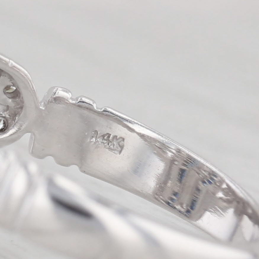 Light Gray 0.95ctw Blue Sapphire Diamond Ring 14k White Gold Size 7.5 Vintage Cocktail