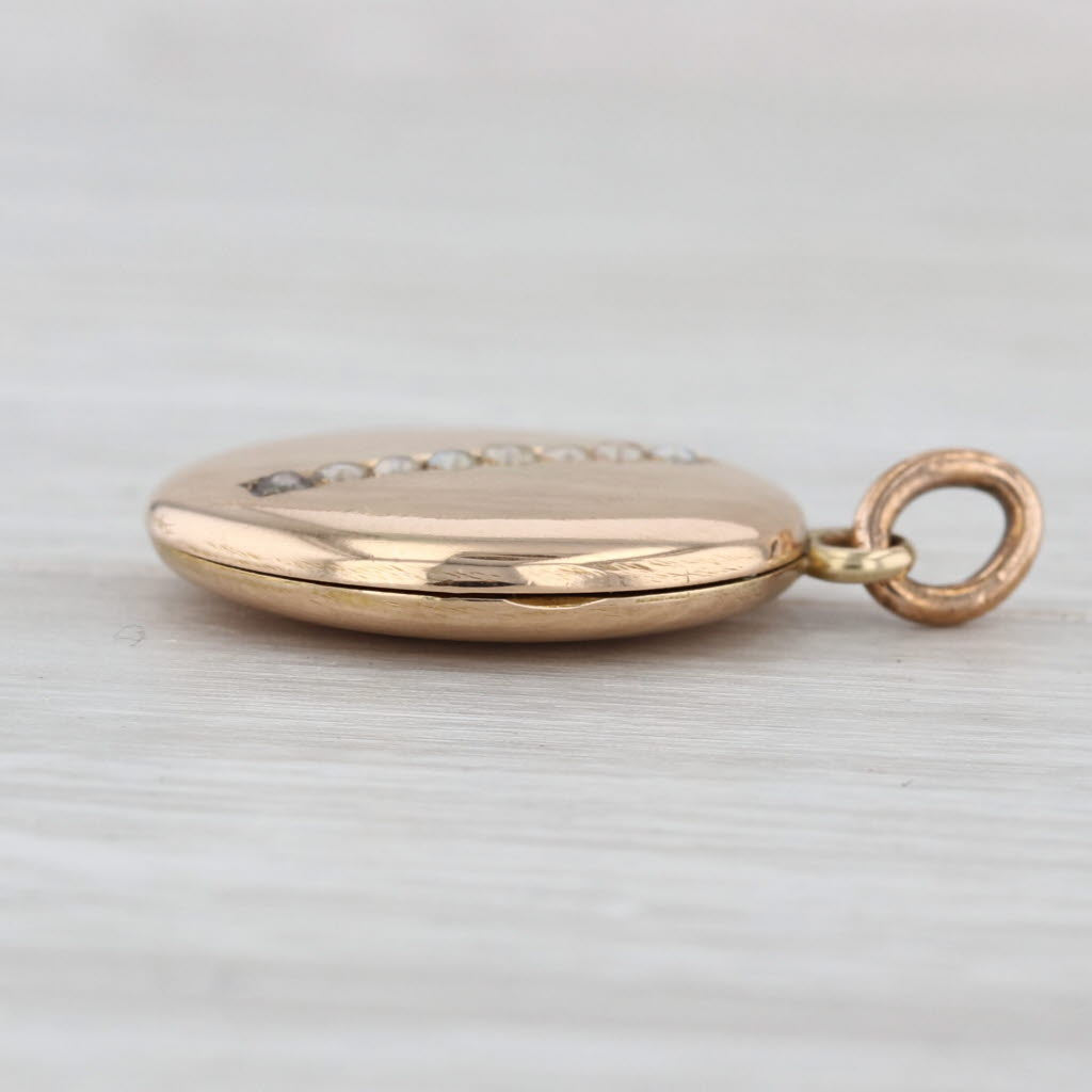 Vintage Seed Pearl Locket Pendant 14k Yellow Gold Charm Opens