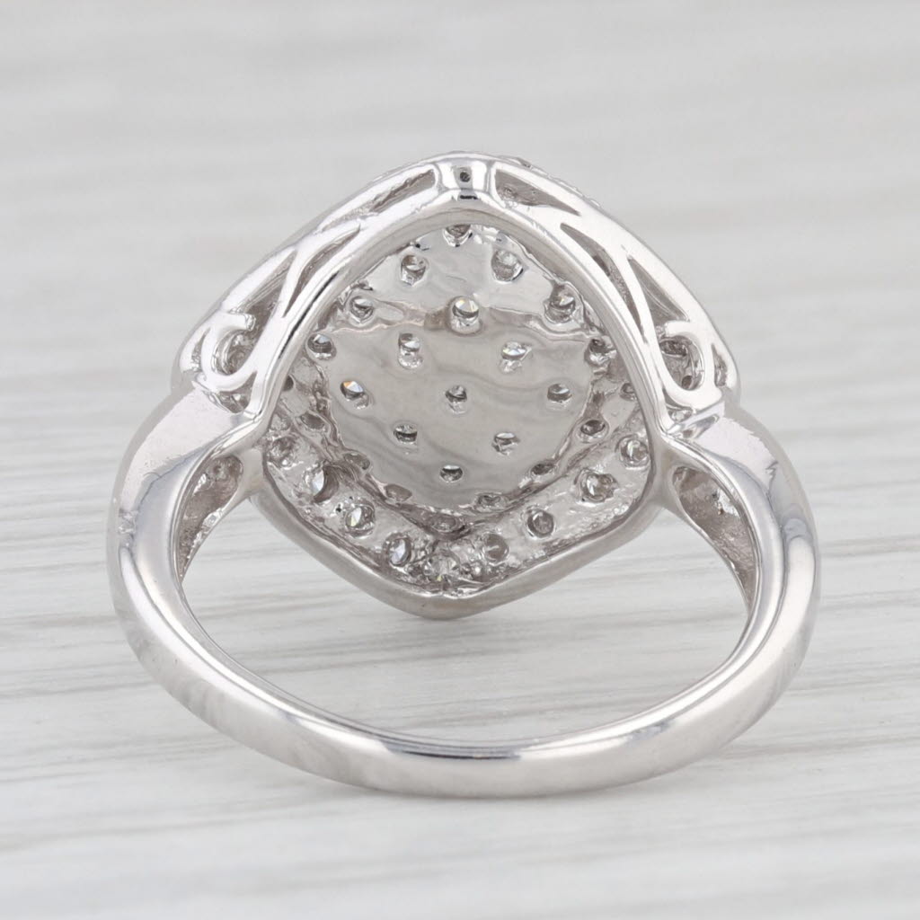 Light Gray 0.25ctw Pave Diamond Halo Ring 18k White Gold Size 4.5