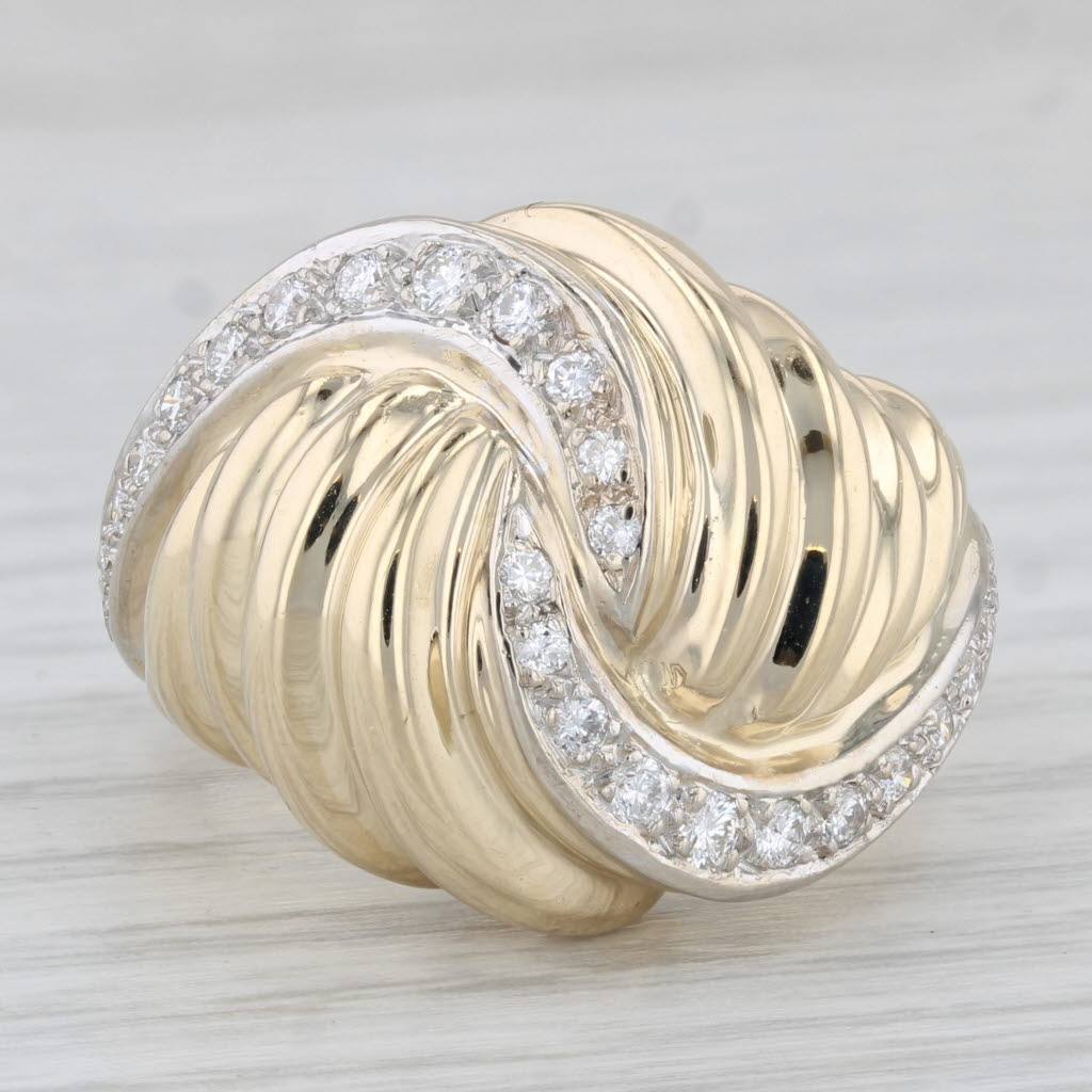 Gray 0.40ctw Diamond Scalloped Knot Ring 14k Yellow Gold Size 8.5 Cocktail