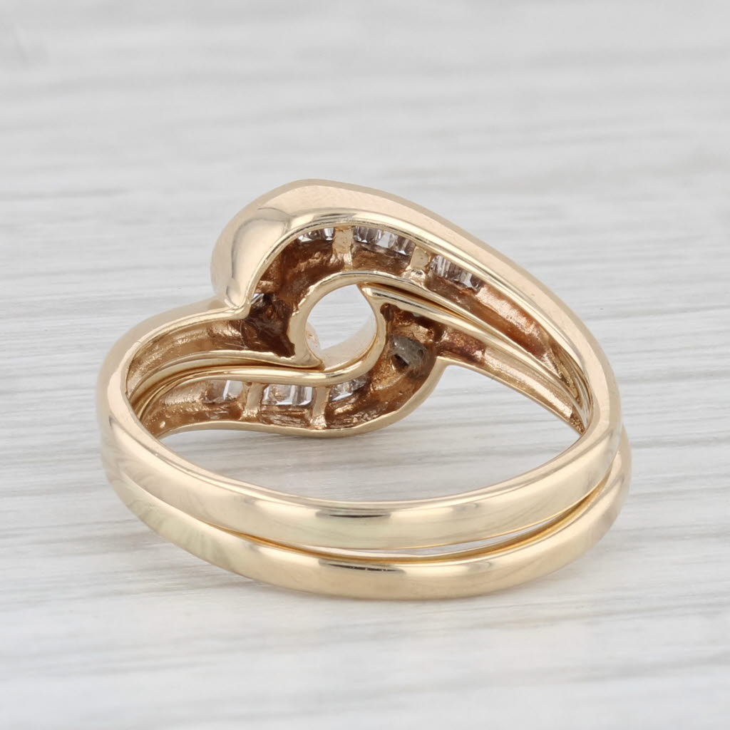 Light Gray 0.15ctw Diamond Ring Jackets Guards 14k Yellow Gold Wedding Bands Size 5.75