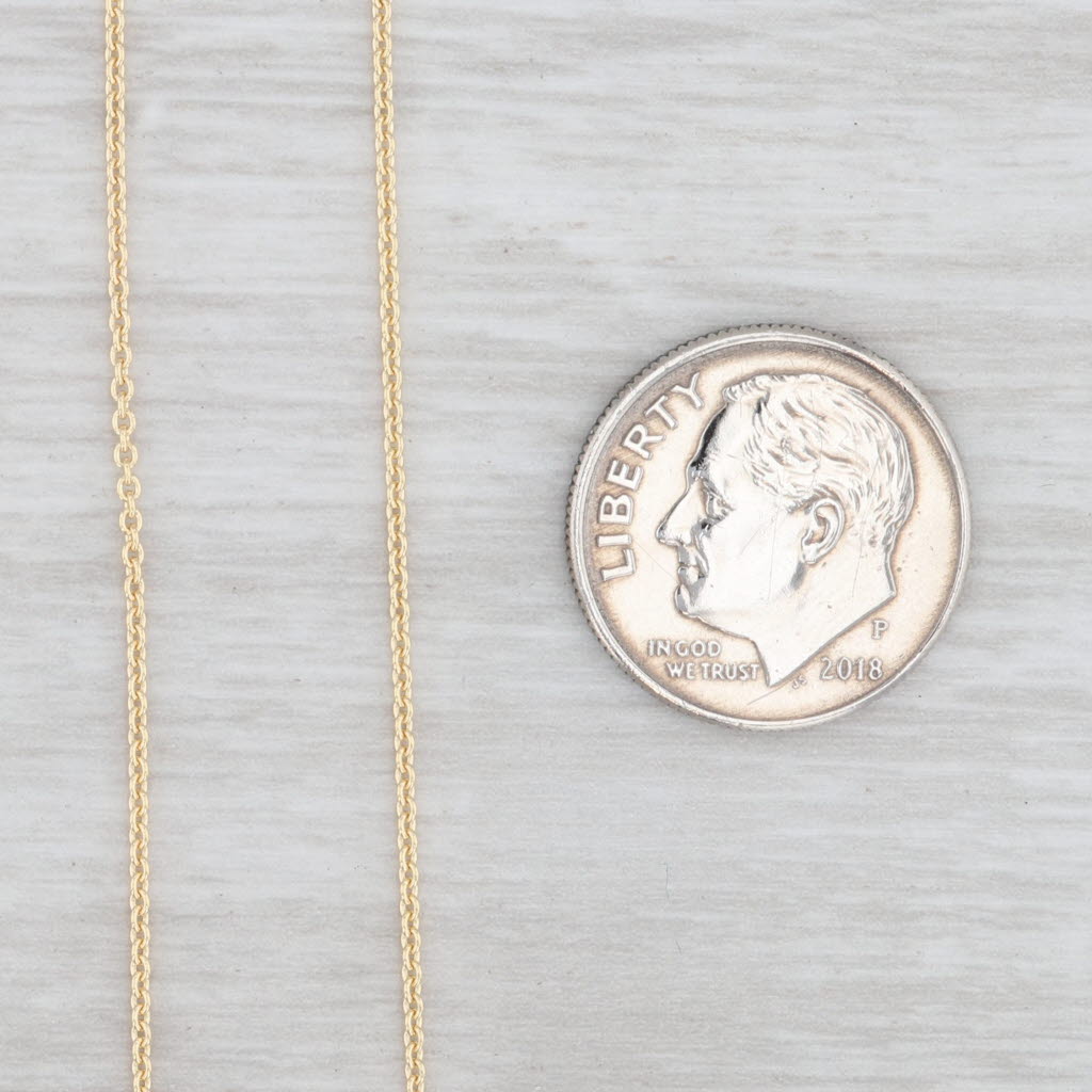 Light Gray New Cable Chain Necklace 14k Yellow Gold 1mm Lobster Clasp 16-18" Adjustable
