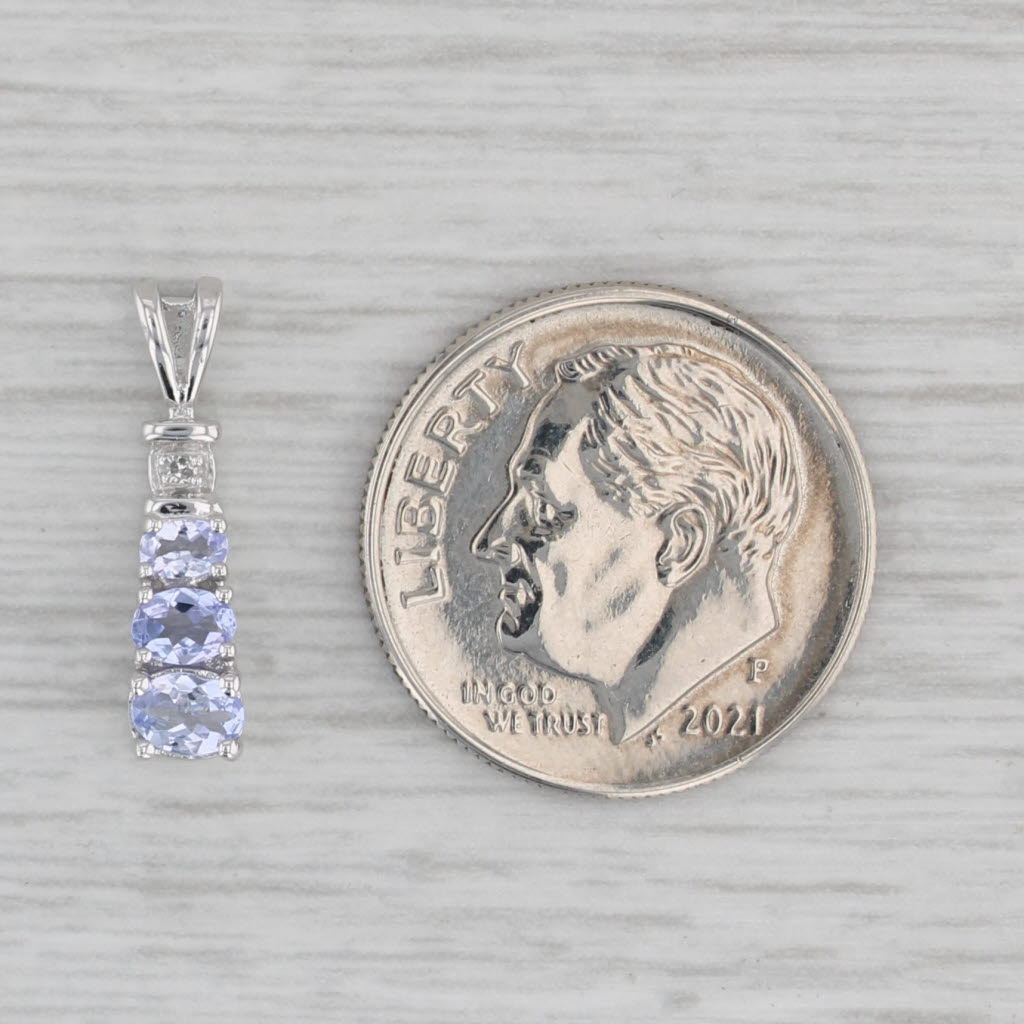 Gray 0.40ctw Tanzanite Journey 3-Stone Pendant 10k White Gold Small Drop