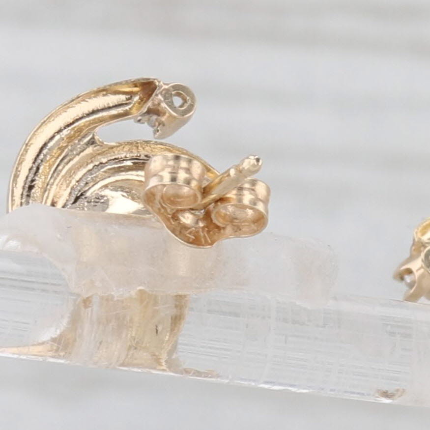 Light Gray Cultured Pearl Diamond Swirl Stud Earrings 14k Yellow Gold