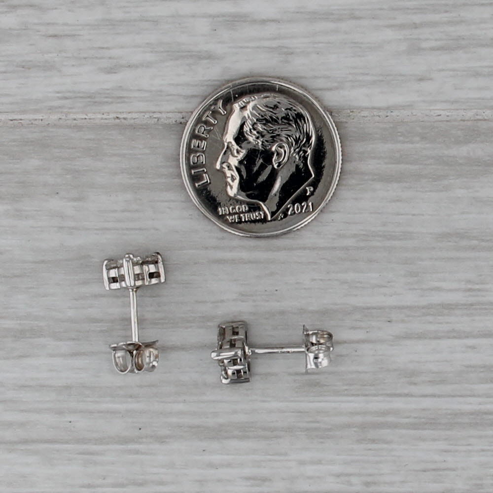 0.52ctw Diamond Cluster Stud Earrings 18k White Gold Studs