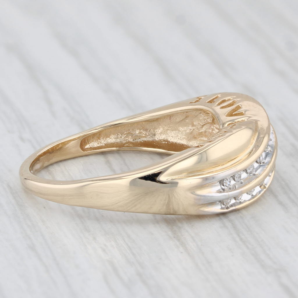 Light Gray Diamond Bypass Ring 10k Gold Size 7.25 "I Love You" Anniversary Wedding Band
