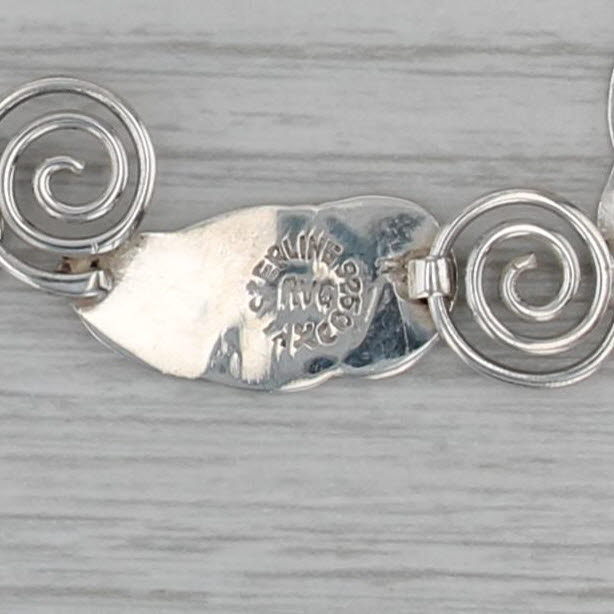 Leaf Swirl Link Statement Necklace Sterling Silver 19.5" Hook Clasp Taxco Mexico