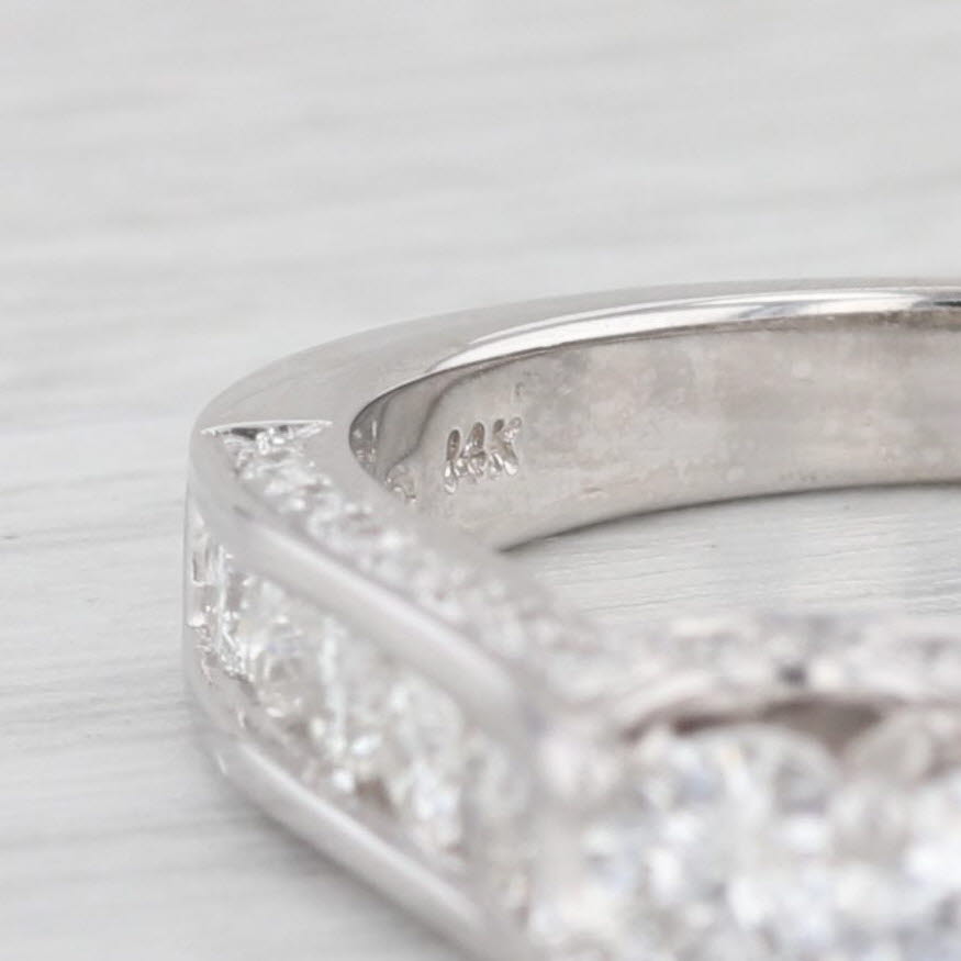 Light Gray 1.31ctw Round 3-Stone Diamond Engagement Ring 14k White Gold Size 6.75