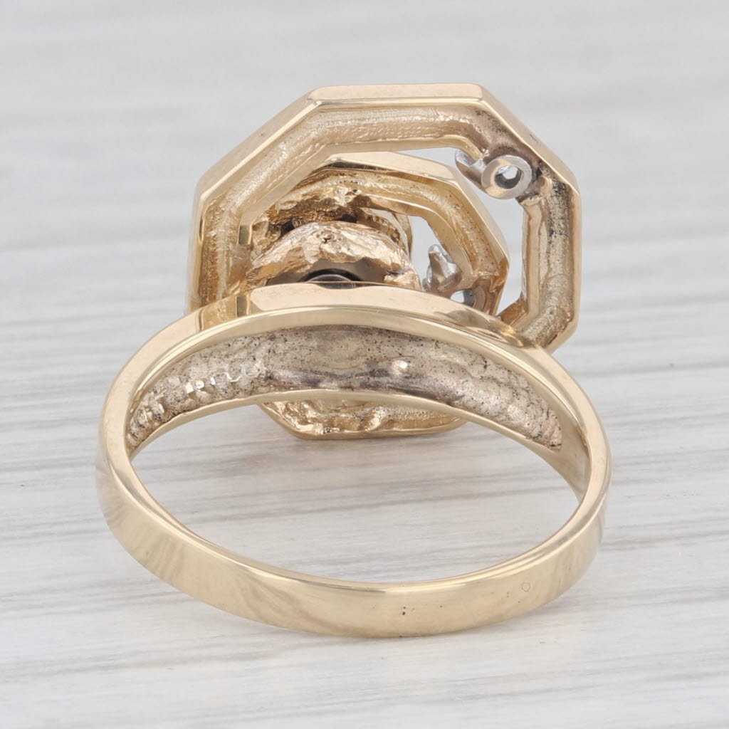 Light Gray Diamond Spinner Ring 14K Yellow Gold Moves Size 5.75