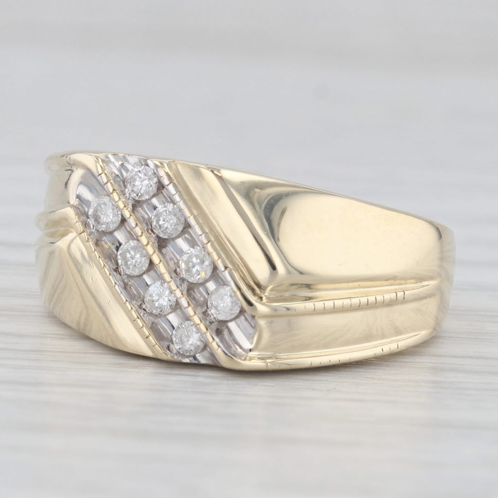 Light Gray 0.23ctw Diamond Men's Ring 10k Yellow Gold Size 10.5 Wedding Band