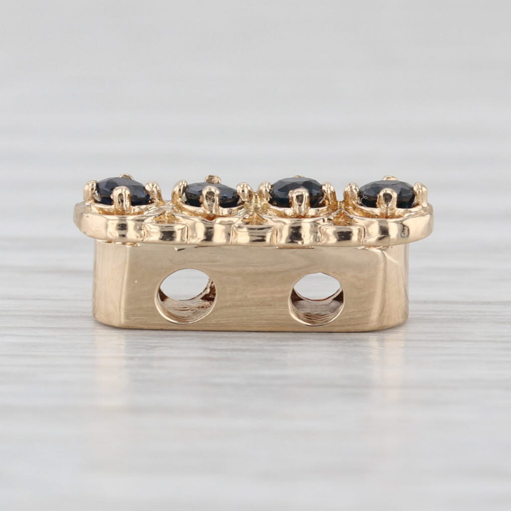 Richard Glatter 0.32ctw Blue Sapphire Slide Bracelet Charm 14k Gold Vintage RG