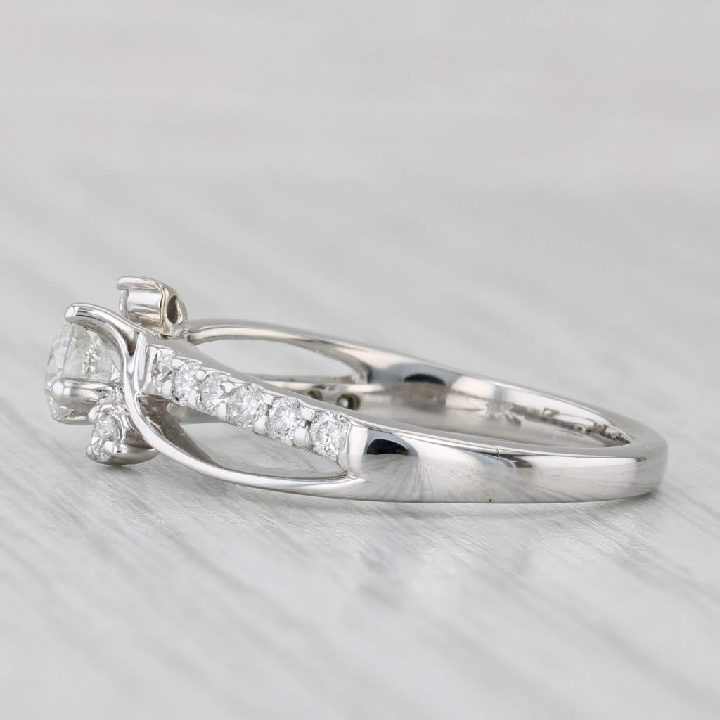 Light Gray 0.74ctw Round Diamond Bypass Engagement Ring 14k White Gold Size 7.75