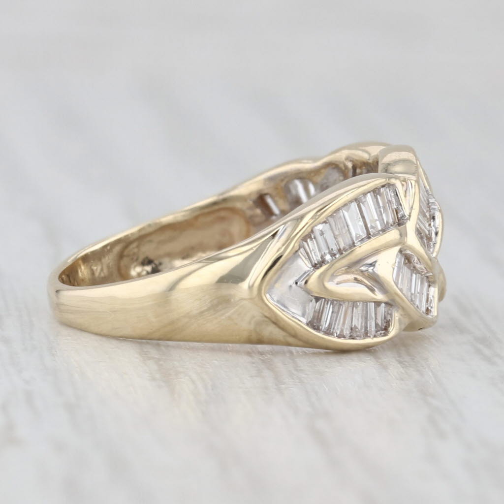 1ctw Diamond Woven Knot Work Ring 14k Yellow Gold Size 7.25