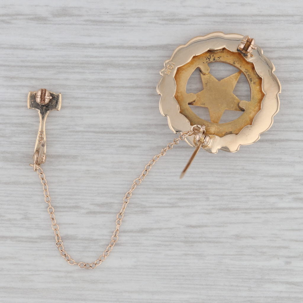 Gray American Gold Star Mothers Past President Pin 10k Gold Gavel Guard