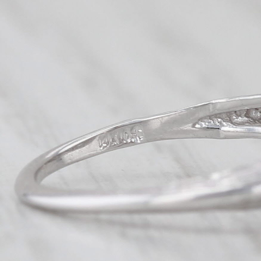 Light Gray Art Deco 0.30ct Old Mine Diamond Filigree Engagement Ring 14k White Gold Size 5