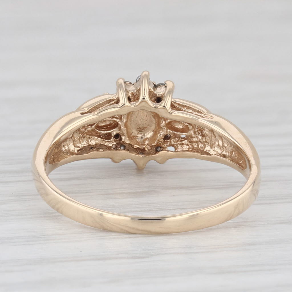 Light Gray Oval Opal Diamond Ring 10k Yellow Gold Size 8