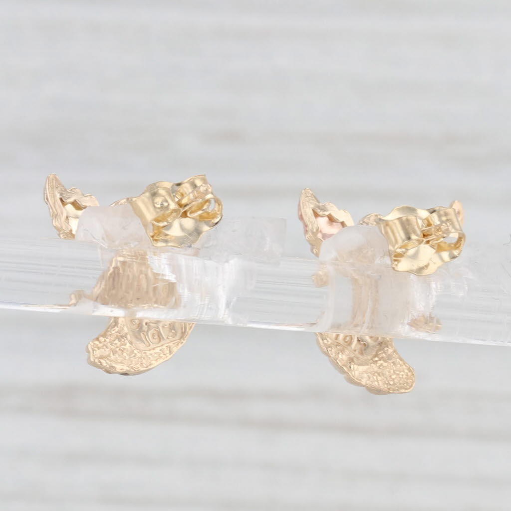 Light Gray Coleman Co Black Hills Gold Guardian Angel Stud Earrings 10k Yellow Rose Green