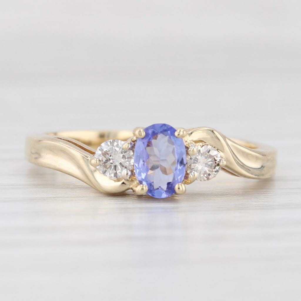 Light Gray 0.70ctw Oval Tanzanite Diamond Ring 14k Yellow Gold Size 7