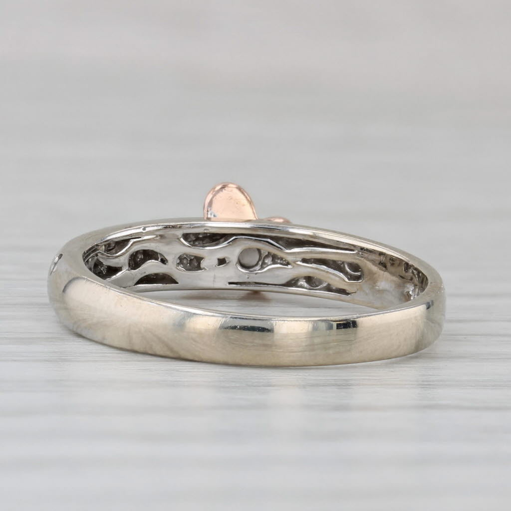 Gray Cubic Zirconia Butterfly Ring 14k White Rose Gold Stackable Size 7.5