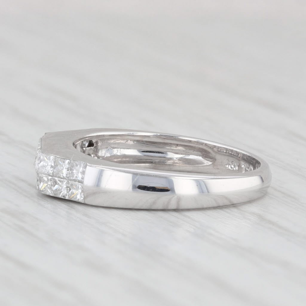 Light Gray 0.61ctw Princess Diamond Ring 18k White Gold Size 4.5 Stackable Wedding Band